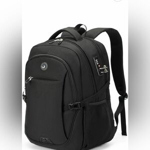 Black Travel Backpack for Men - Secure Laptop Bag